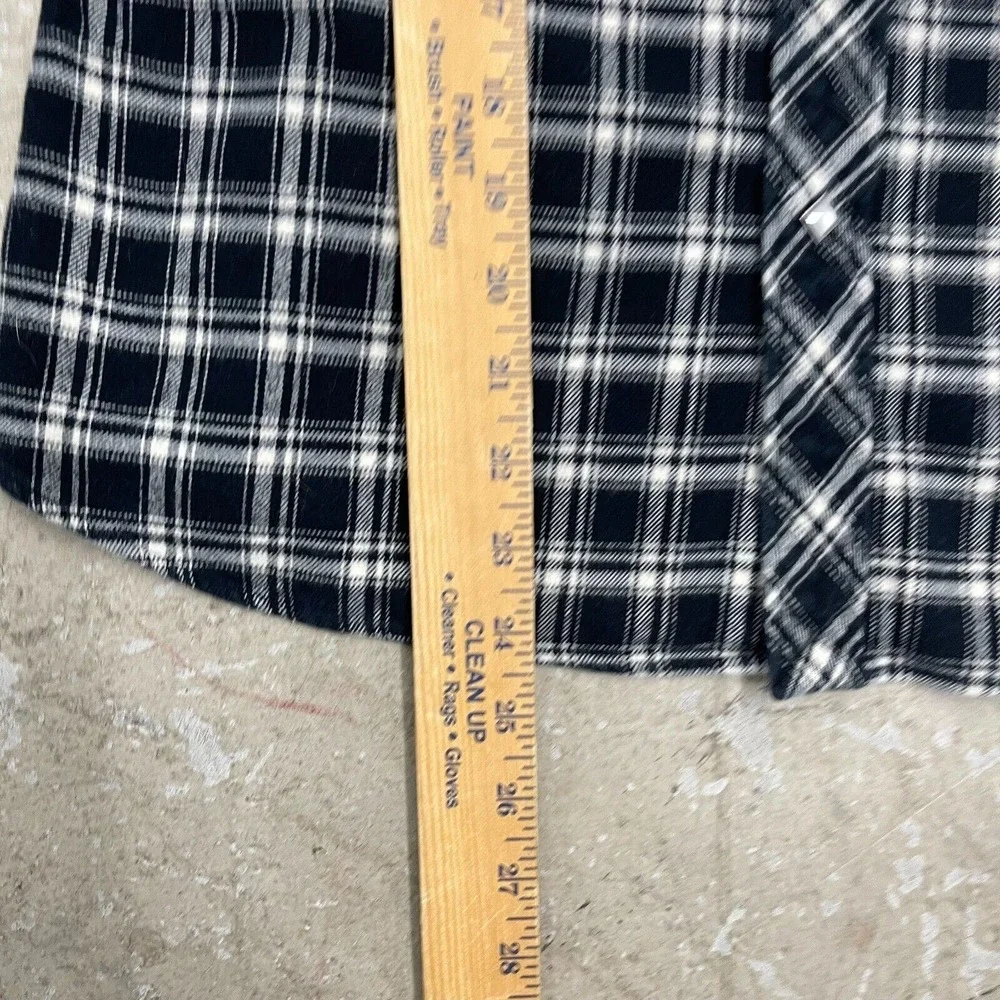 Ralph Lauren Sport Shirt Youth 14 Blue Plaid Flannel Diamond Pearl Snap Western